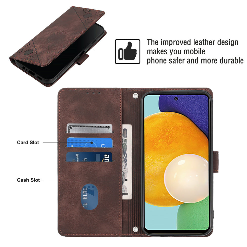 PT005 YB Imprinting Series-7 Crossbody PU Leather Case for Samsung Galaxy A52 4G / 5G / A52s 5G Imprinted Lines Stand Wallet Phone Cover PT005 YB Imprinting Series-7 Crossbody PU Leather Case for Samsung Galaxy A52 4G / 5G / A52s 5G Imprinted Lines Stand Wallet Phone Cover
